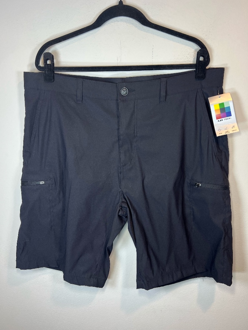 Union Bay UB Tech Classic Fit Cargo Shorts Black Nylon UPF 50 Outdoor NEW 40x11"